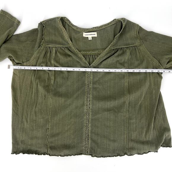 Lucky Brand Womens Ladder Trim Knit Tunic Cotton Blend Dusty Olive Size XL NEW - Picture 4 of 10